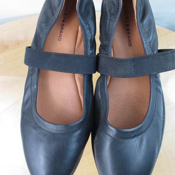 Lucky Brand Mary Jane Flats Shoes Black Leather Size 9 - Picture 4 of 8